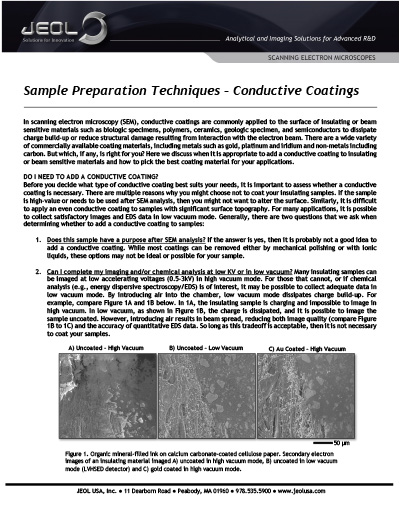 Sample Preparation Techniques – Conductive Coatings